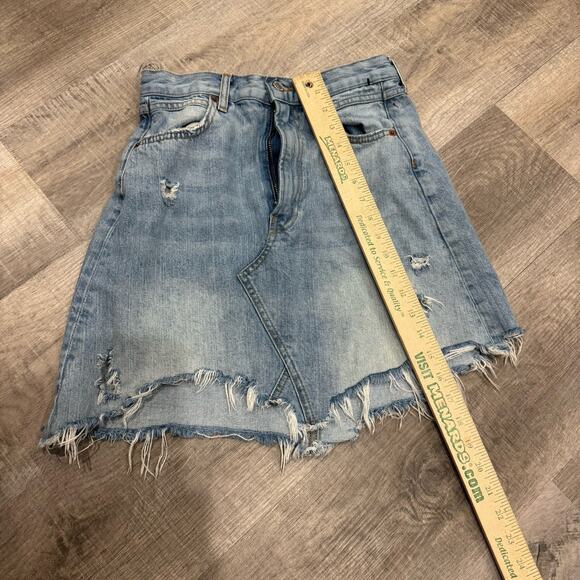 Zara Woman Distressed Light Wash Denim Skirt Size US 5 - Picture 9 of 12